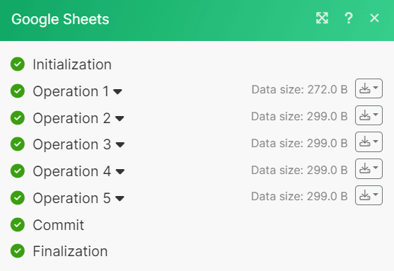 Google Sheets Result