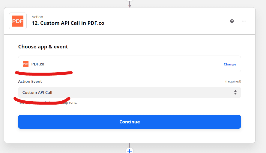 Zapier Action Event