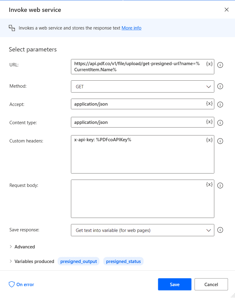 Configure web service