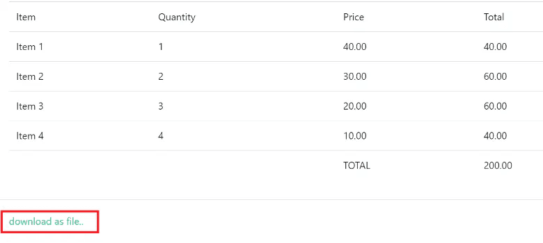 Screenshot of Extracted Table