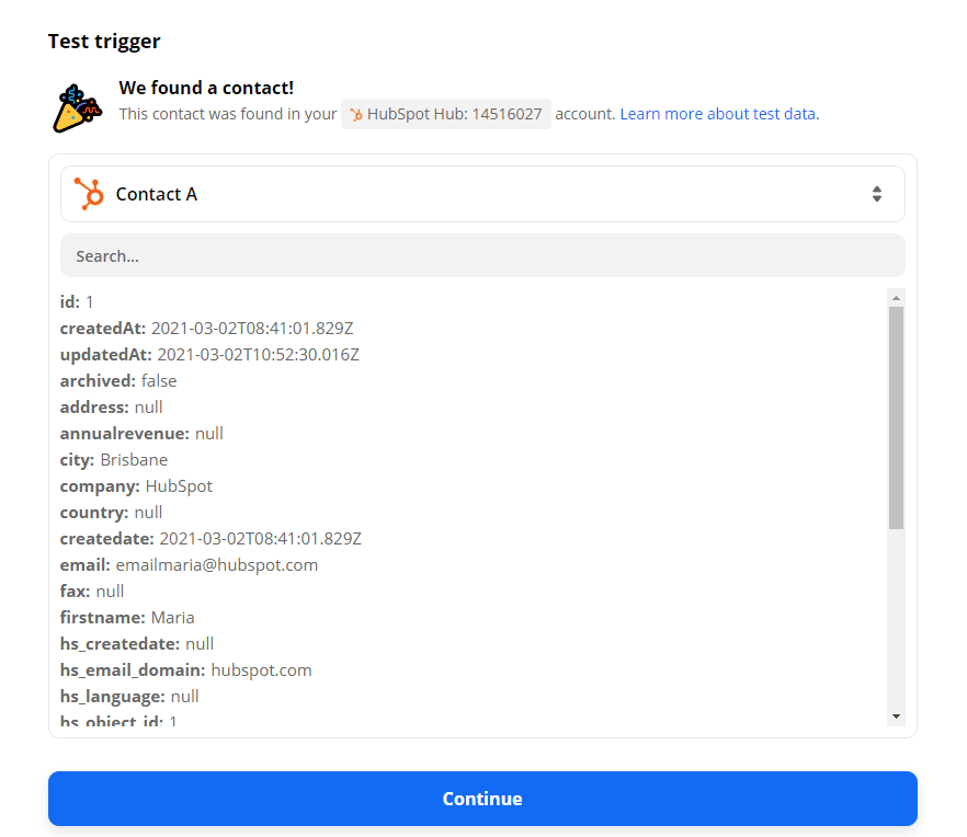 Test HubSpot Trigger