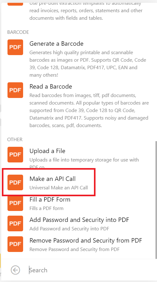 Choose Make an API Call Module