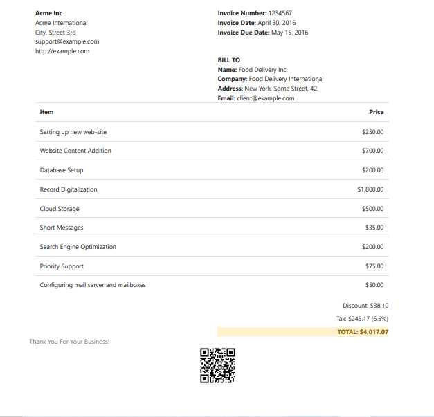 PDF Invoice Generated