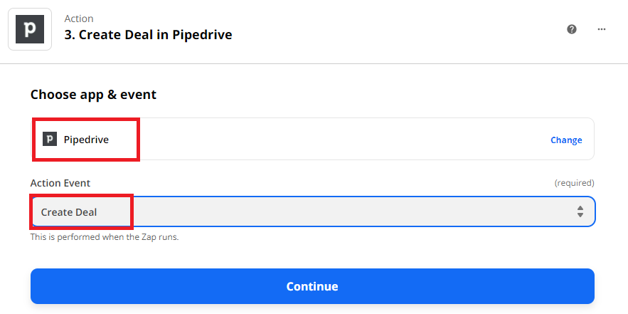 Choose Pipedrive Create New Deal
