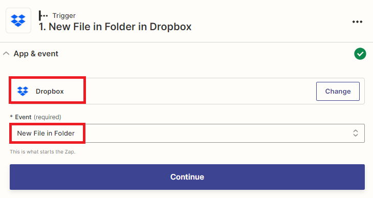 Screenshot of adding Dropbox app