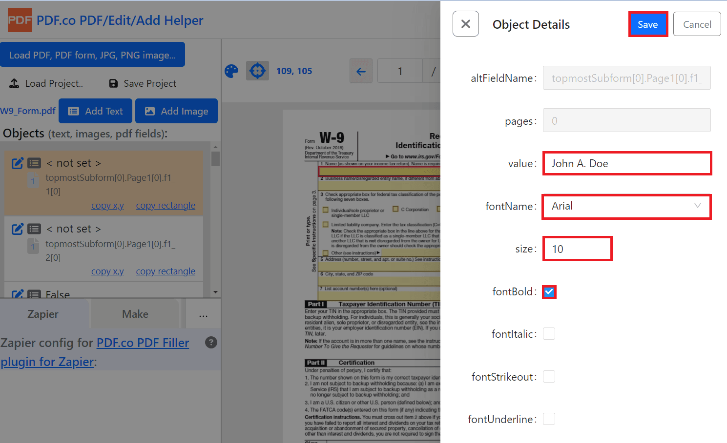 Configure Object details