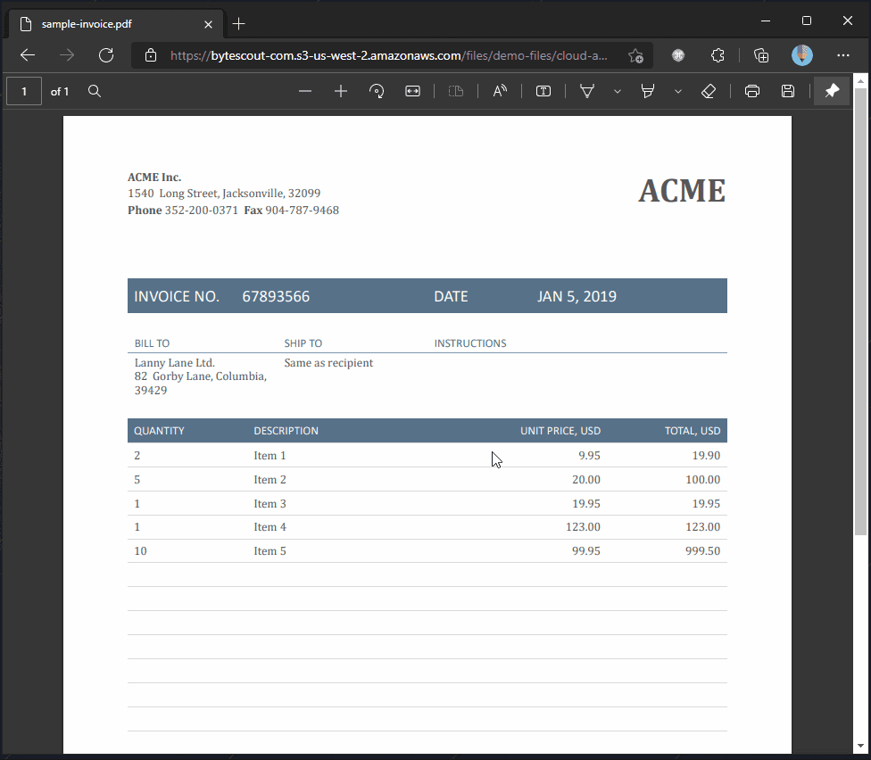 Sample Invoice PDF