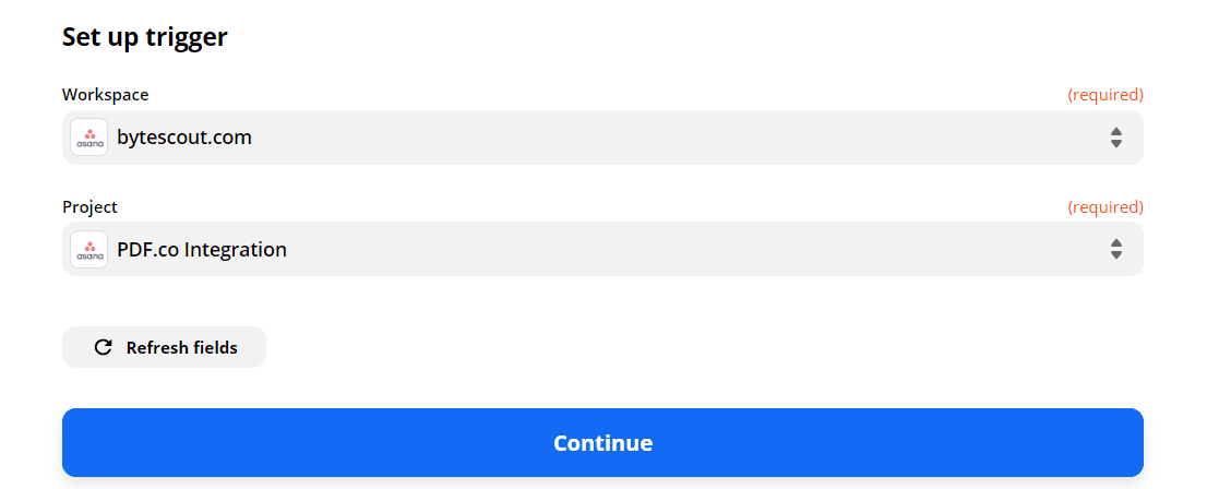 Configure Asana With Trigger Data