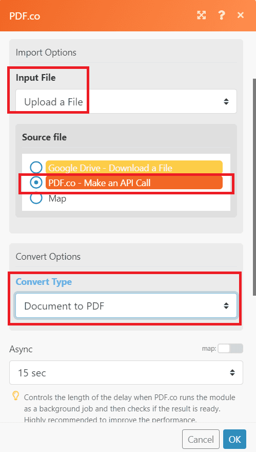 Convert into PDF Configuration