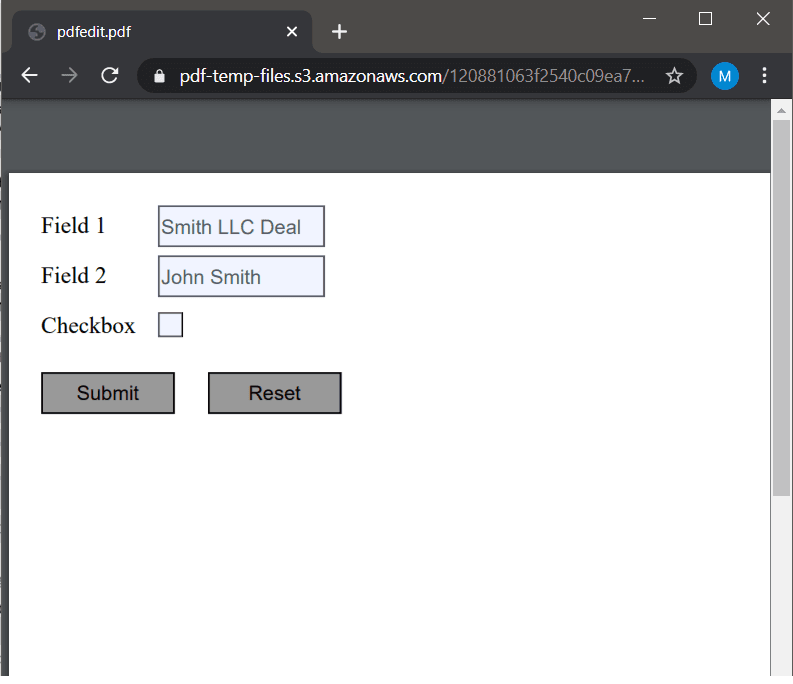 PDF Form Filled With CRM Data Output