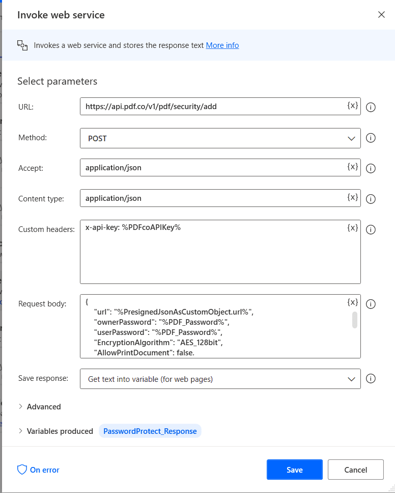 Configure invoke web service