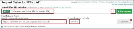 Screenshot of Request Tester Page