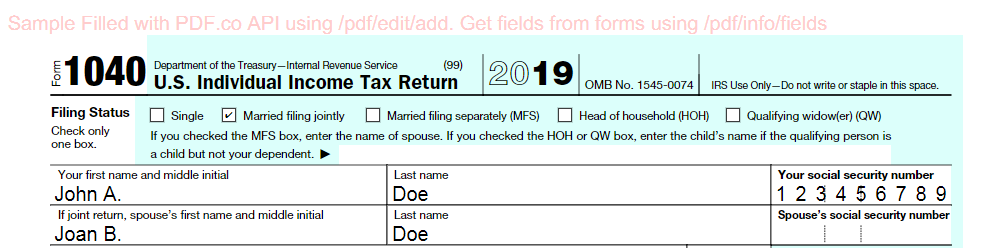 Filled IRS PDF Form