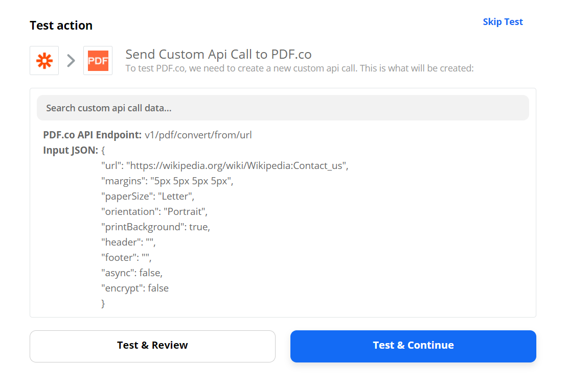 Test & Review in Zapier