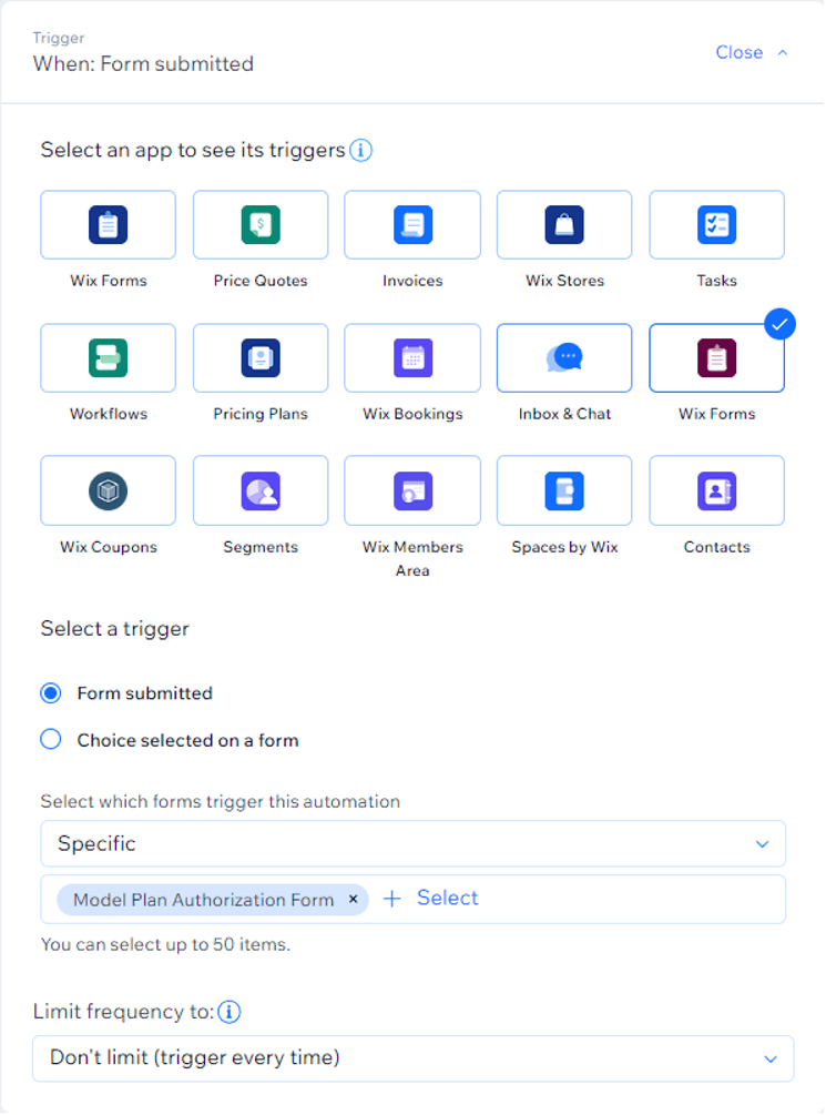 Set up Automation in Wix