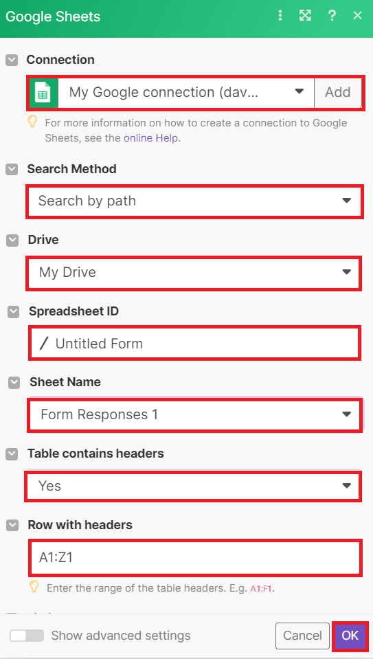Setup Google Sheets Configuration