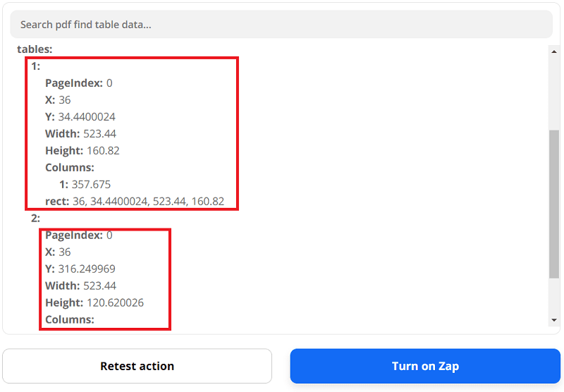 Detected Tables for AI-Powered