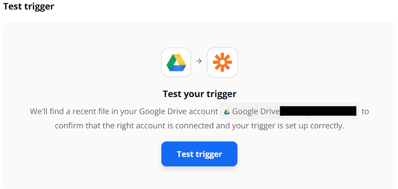Screenshot of Test Trigger