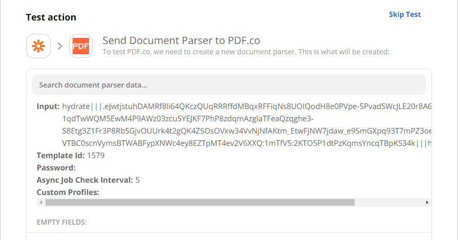 Test Document Parser Configuration