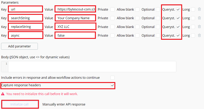 Step 10 – Add Parameters