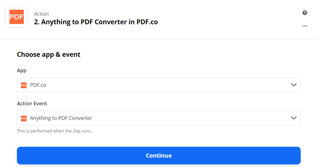 Set up Anything to PDF Converter Action