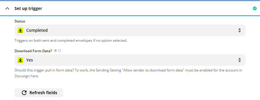 Setup DocuSign Envelope Trigger