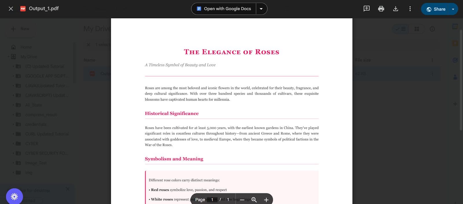 Output PDF