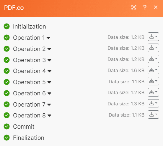 PDF.co Run Result