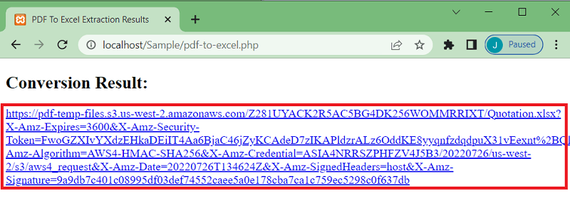 XLSX Output