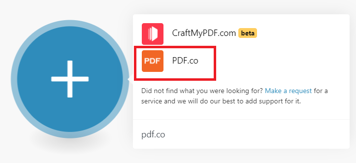 Screenshot of adding PDF.co app