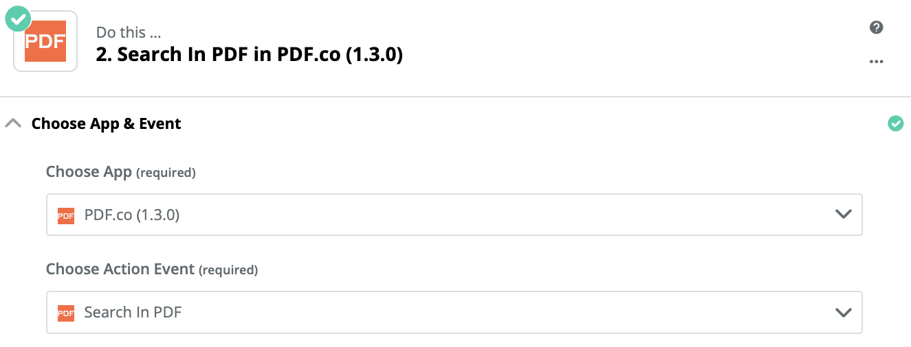Set Search In PDF As The Action Step
