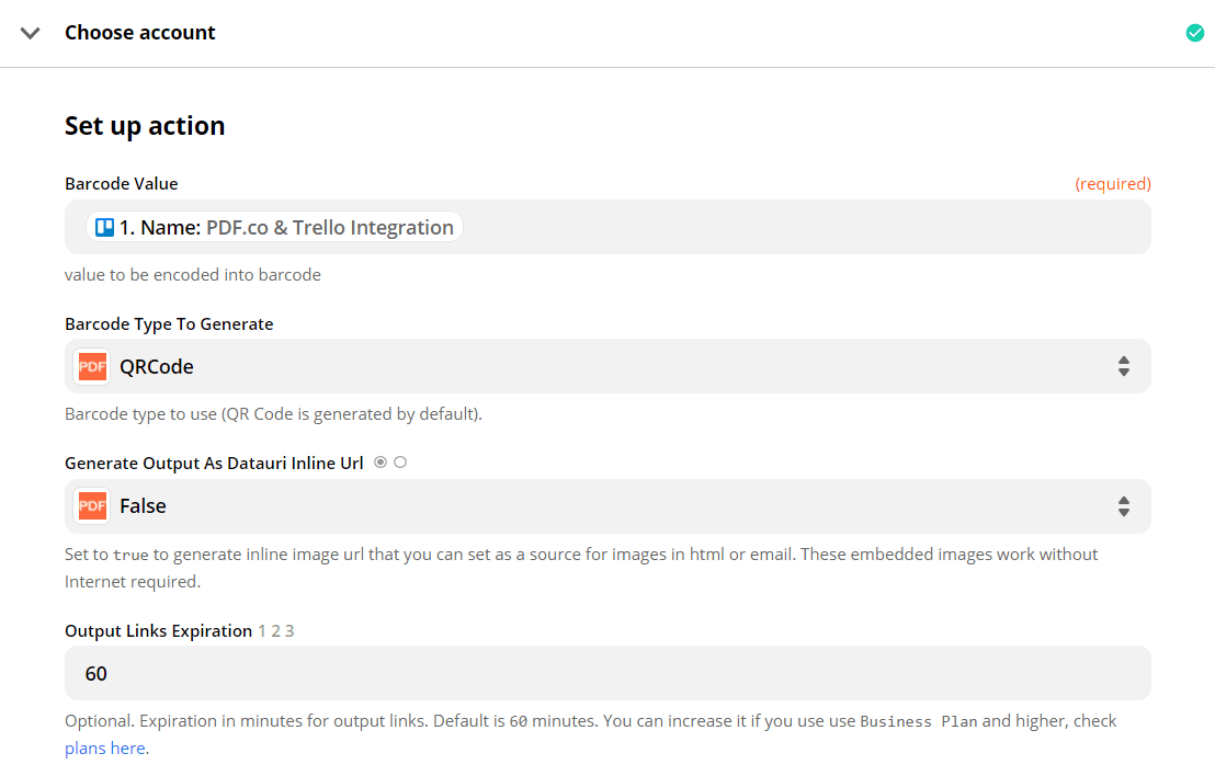 Configure Barcode With Trello Data