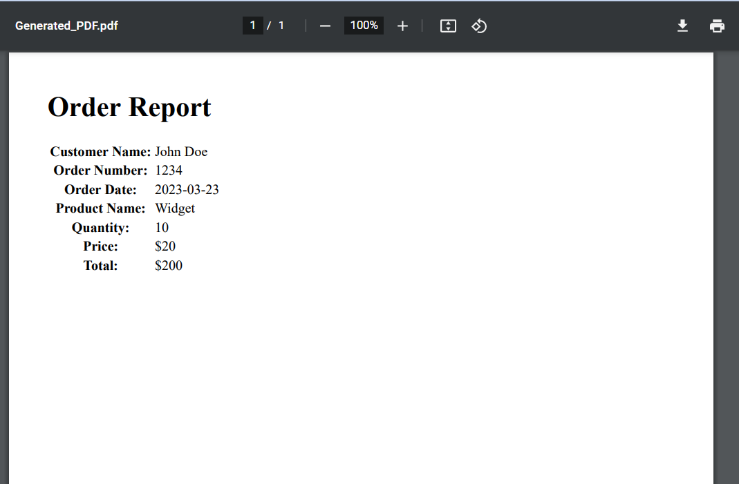 Generated PDF Report
