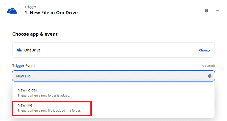 Setup OneDrive In Zapier