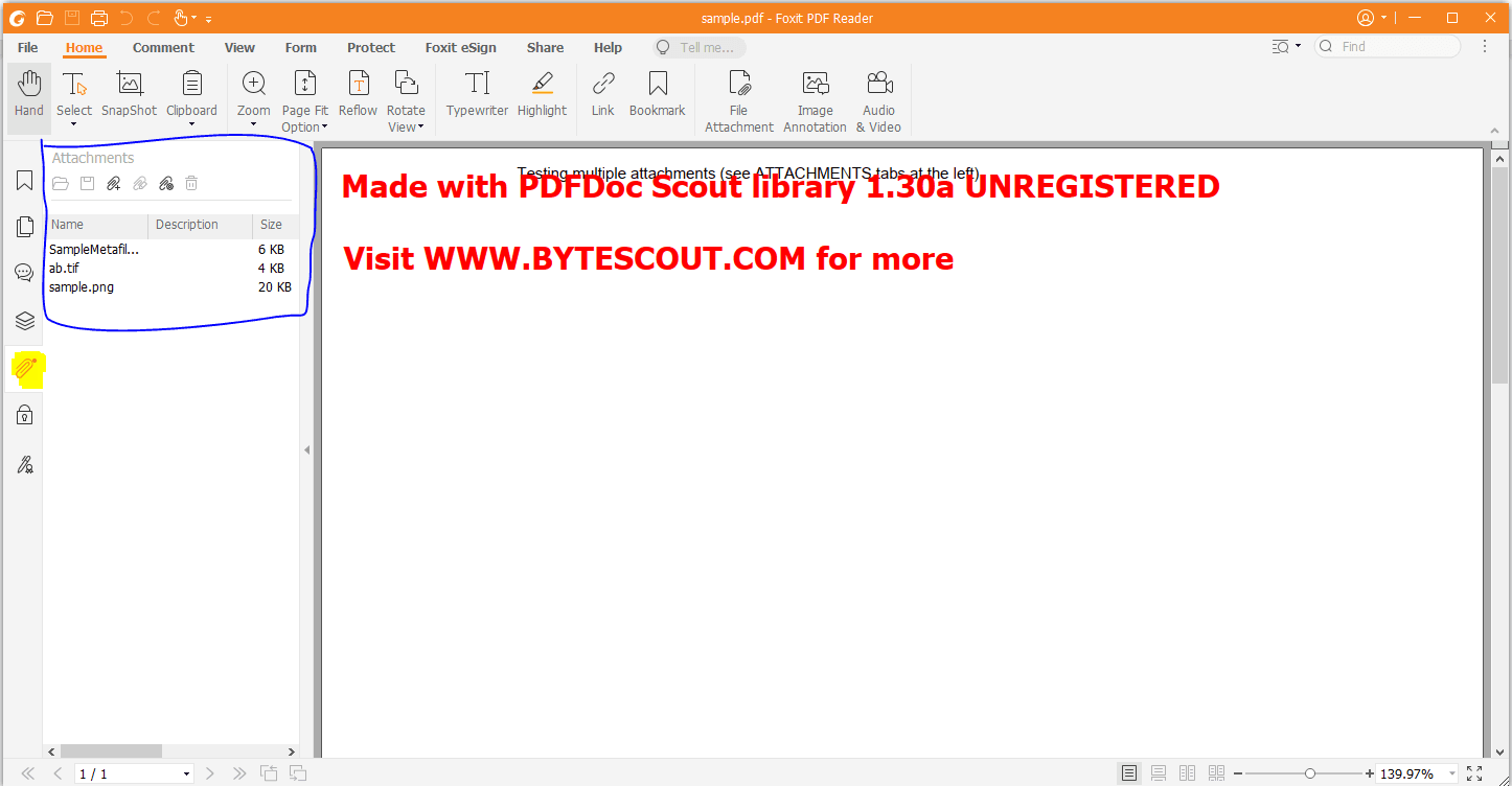 Sample PDF in Application