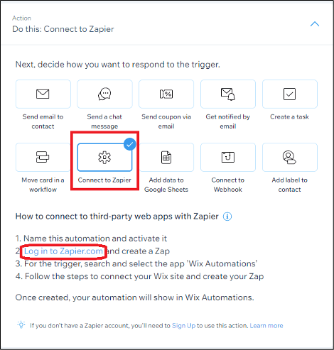 Connect to Zapier