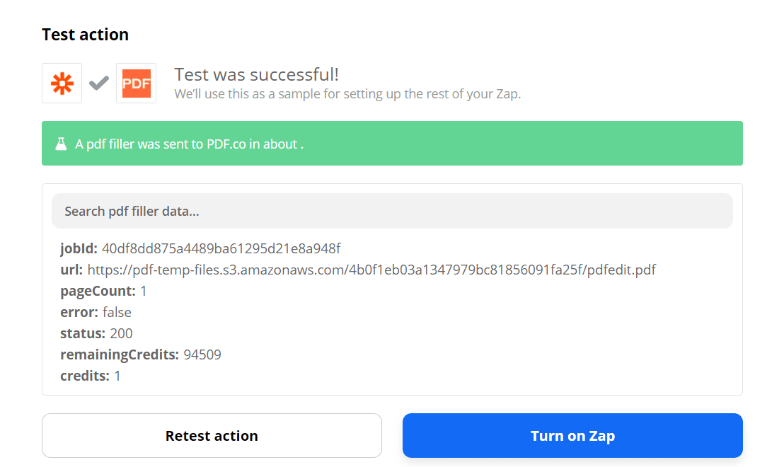 PDF.co Returned URL To Access Filled Out Form