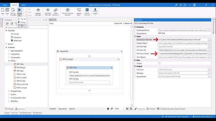 UiPath Fill PDF Forms