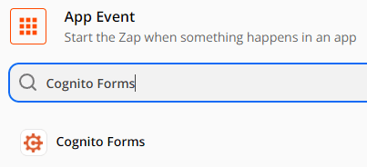 Select Cognito Forms as the Trigger App