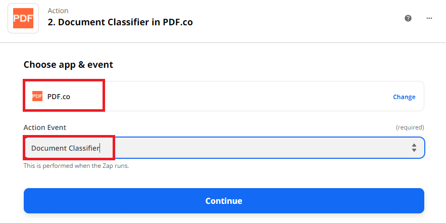 Add PDF.co Document Classifier Step