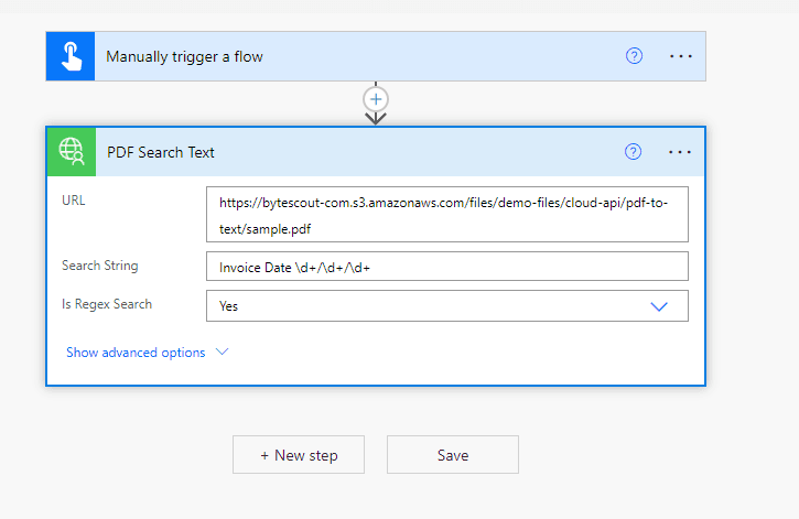 Configure "PDF Search Text" Action