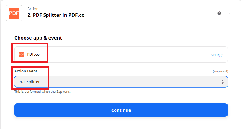 Select PDF.co App And PDF Splitter