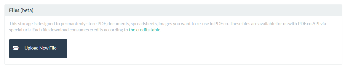 Screenshot of Upload New File button