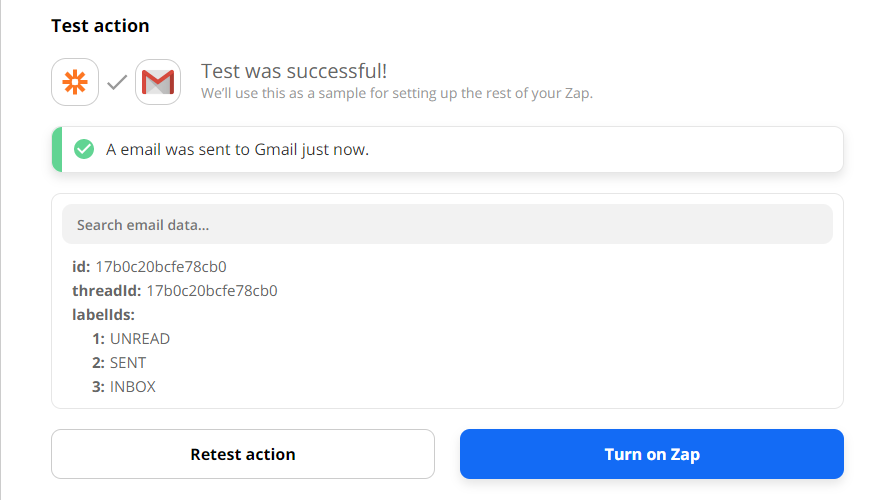 Gmail Email Test Success Confirmation