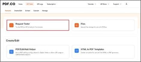 Screenshot of API Tools Page