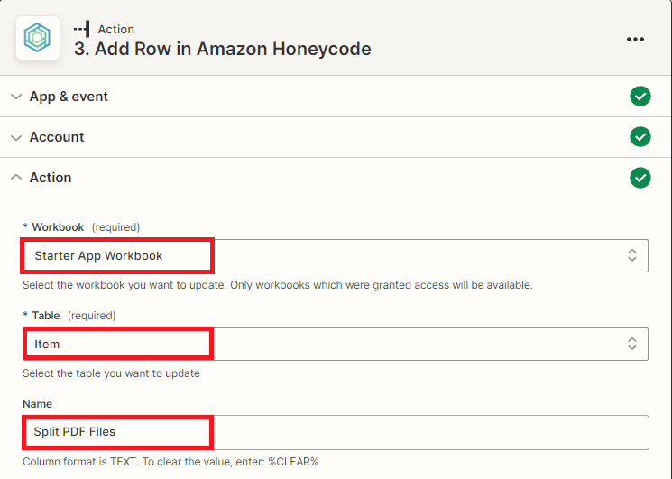 Setup Honeycode Configuration