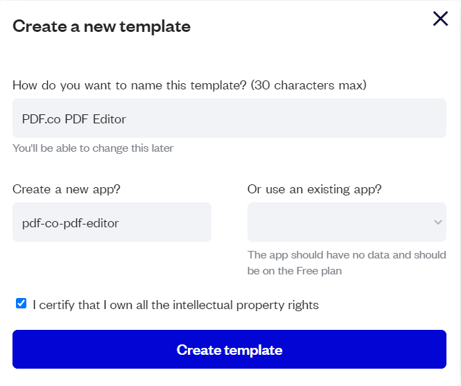 Step 2 – Create New Template