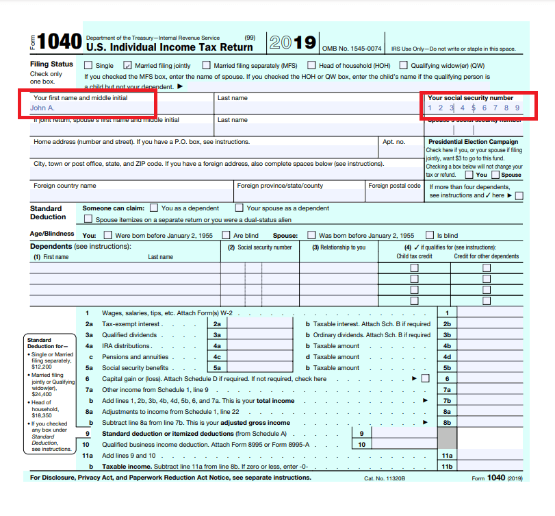 Filled Out Fillable PDF Form