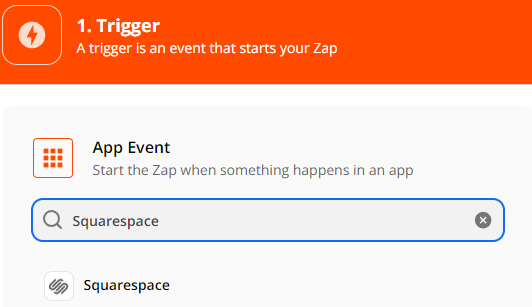 Squarespace App Event on Zapier