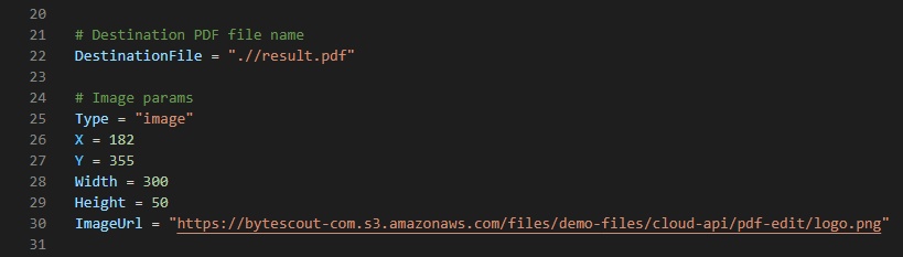 Configure Image Parameter